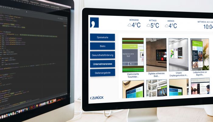 Digital Signage Schnittstellen der komma,tec redaction