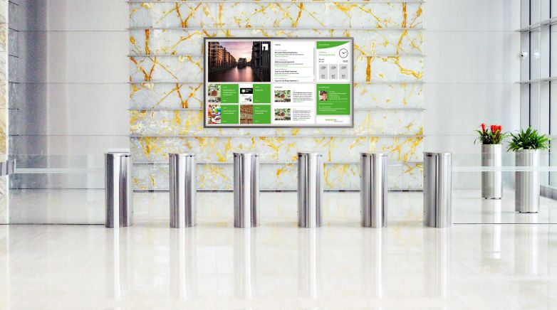 Digitales schwarzes Brett beim Digital Signage Anbieter der Komma,tec redaction
