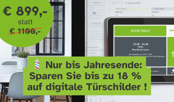 Nur bis Jahresende - Sparen Sie bis zu 18 Prozent auf digitale Türschilder