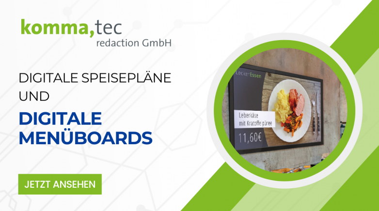 Digitale Speisepläne und Digitale Menüboards