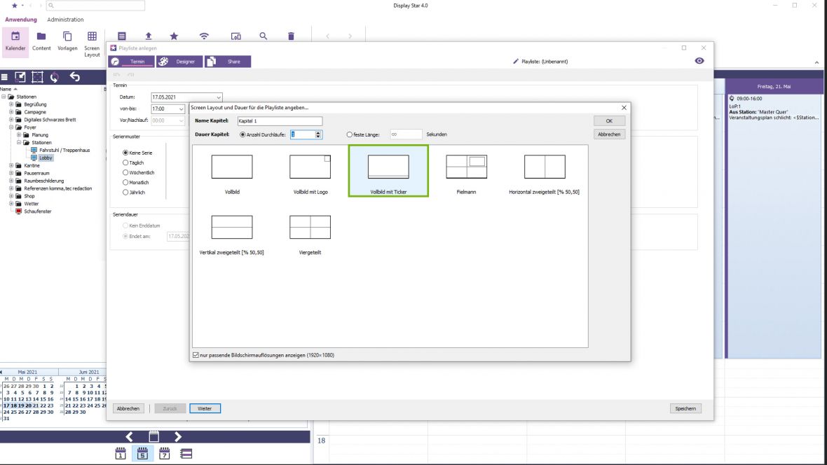 Auswahl an verschiedenen Layouts Auswahl an verschiedenen Layouts