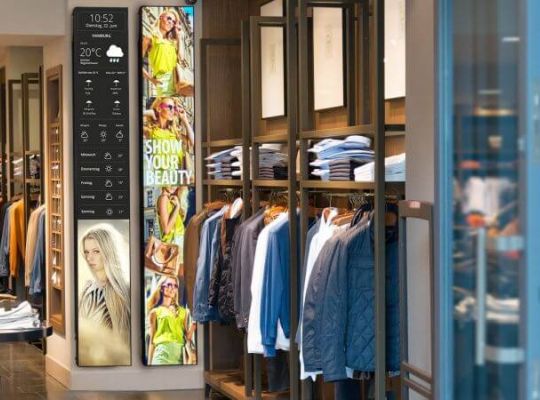 Digital Signage Werbedisplays in Bekleidungsgeschäft