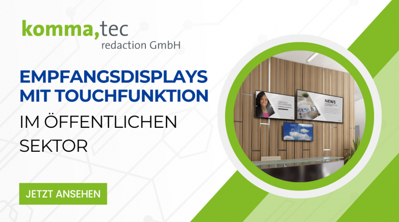 Empfangsdisplays mit Touch im öffentlichen Sektor