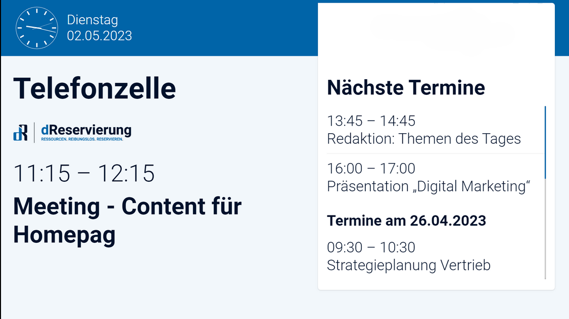 Digitales Türschild Template Übersicht