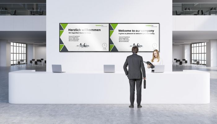 Digitaler Empfangsbildschirm im Eingangsbereich