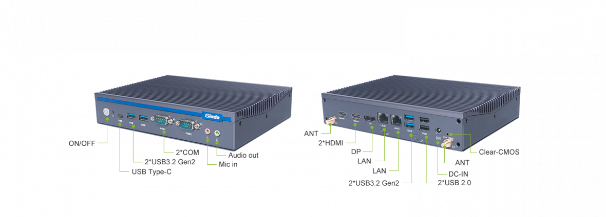 Giada fanless digital signage player anschlüsse