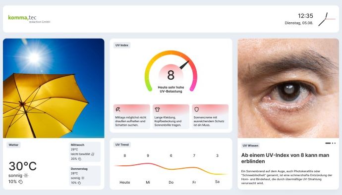 UV-Infoscreen – Digital Signage für mehr Gesundheit am Arbeitsplatz