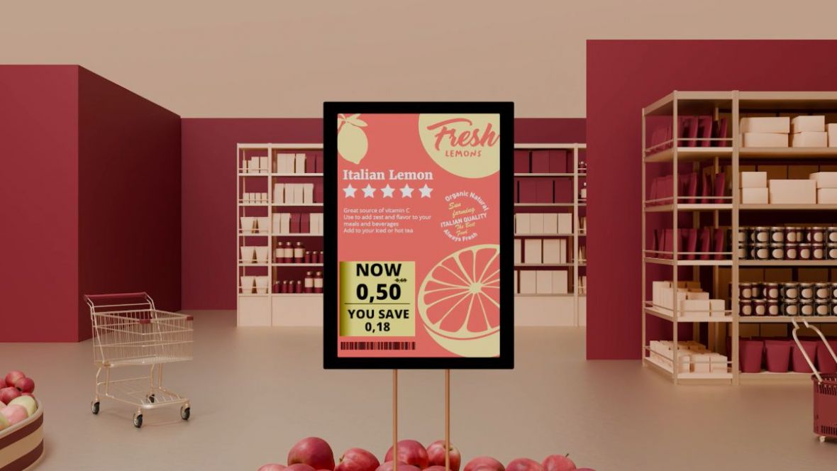 Dual Displays am Produkt in einem Supermarkt