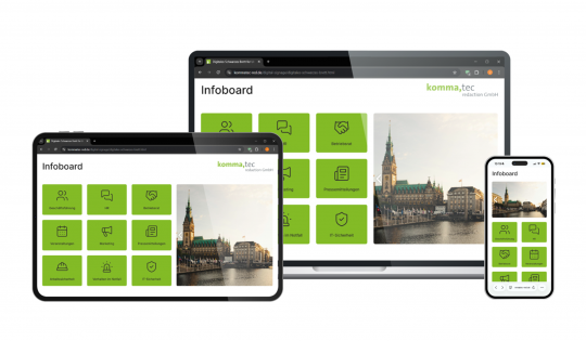 Das Digitale Schwarze Brett ist auch als Webtemplate verfügbar