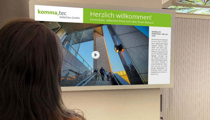 Mit einem Lobbymonitor können Gäste wie Mitarbeiter begrüßt und bestens informiert werden.