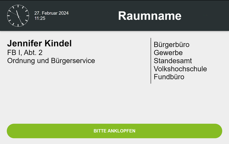 Namensschild mit Fachbereich