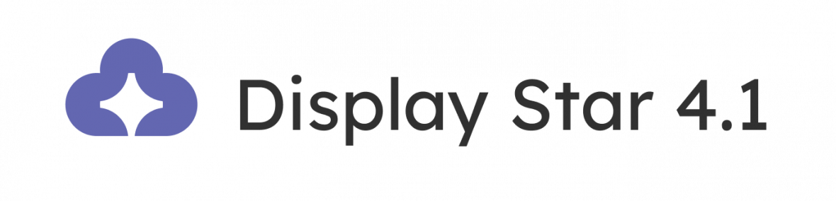 Display Star Logo mit einem stilisierten Stern in lila und pink Tönen, begleitet vom Schriftzug 'Display Star'