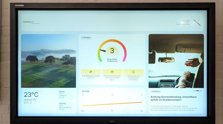 UV-Infoscreens - Schützen Sie Ihre Mitarbeitenden vor den Gefahren der Sonne und reduzieren Sie Ausfallzeiten