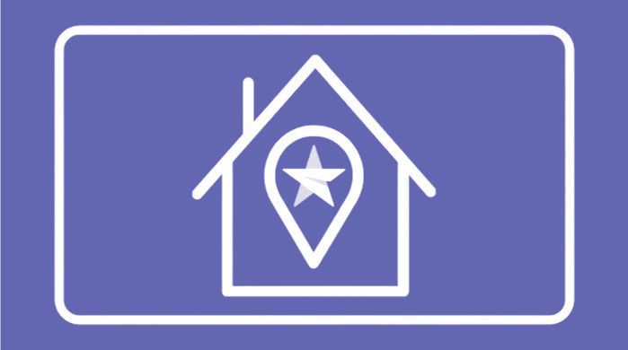 Symbolische Darstellung eines Hauses mit einem Stern, das die zentrale Steuerung durch Digital Signage Software symbolisiert.