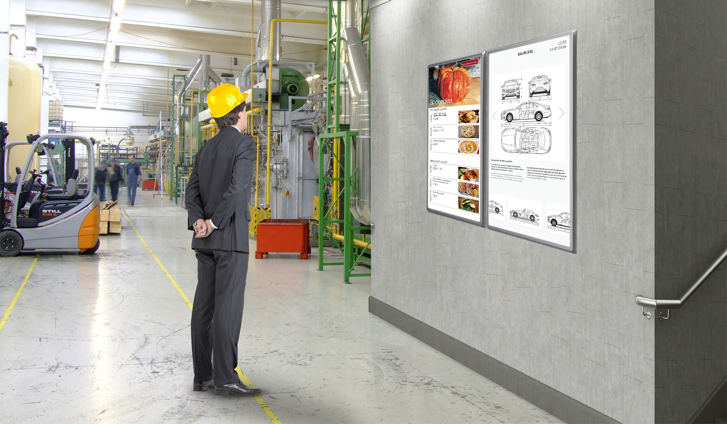 Digitales schwarzes Brett in der Fertigungsindustrie