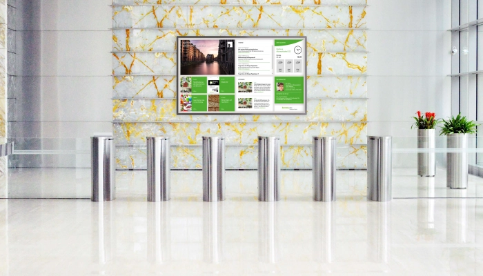 Digitales schwarzes Brett beim Digital Signage Anbieter der Komma,tec redaction