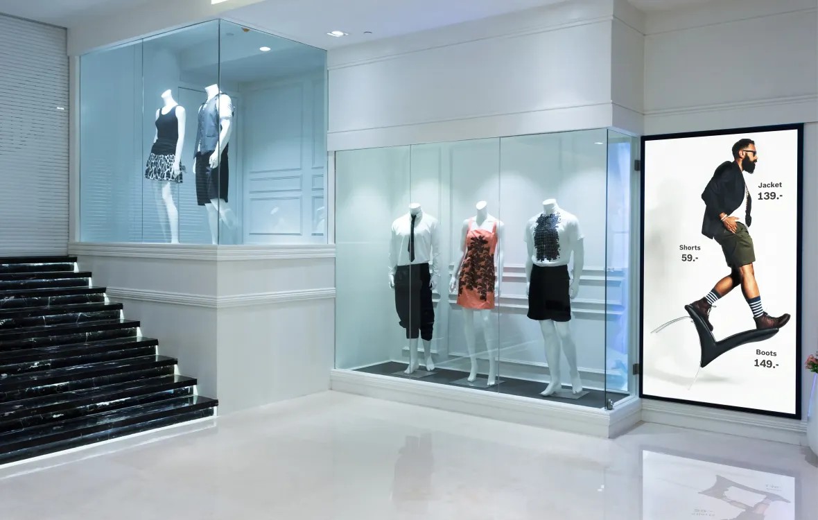 Wecken Sie das Interesse von Passanten mit Werbedisplays in Ihrem Schaufenster.