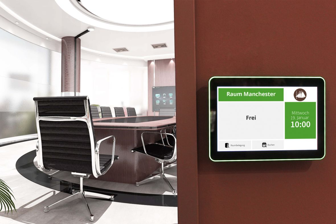 RĂ€ume können direkt am TĂŒrschild per Touch gebucht werden