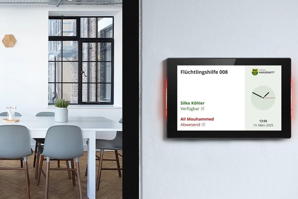 Digitales Namensschild an einem Raum