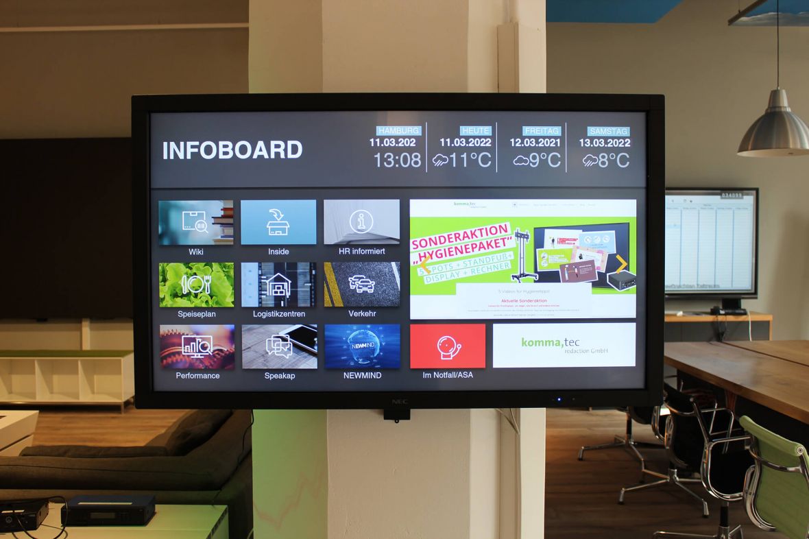 Infoboard in einem Büro