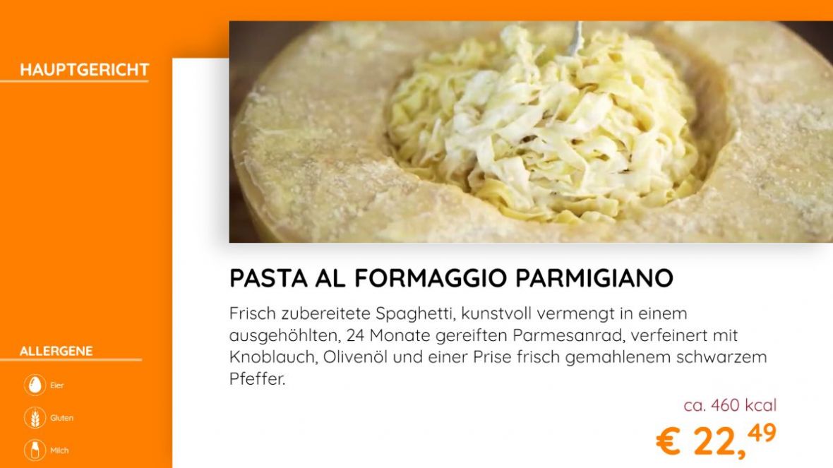 Werbung für Gericht mit Video