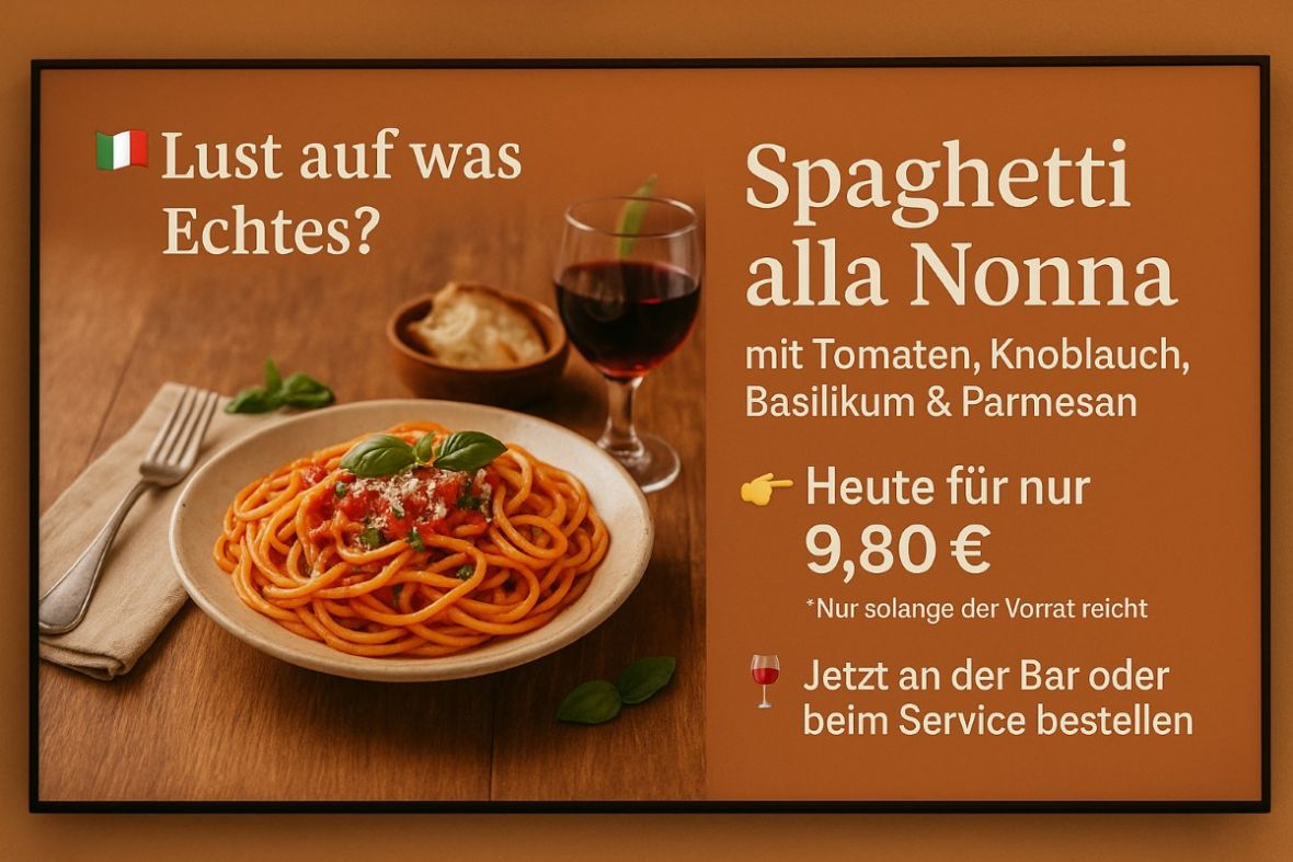 Werbung in einem Restaurant