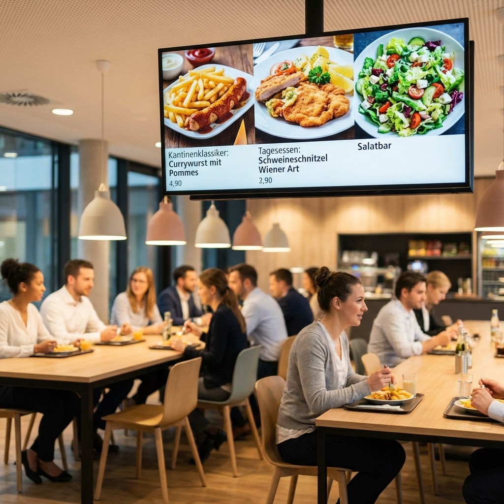 Menüboard in der Kantine