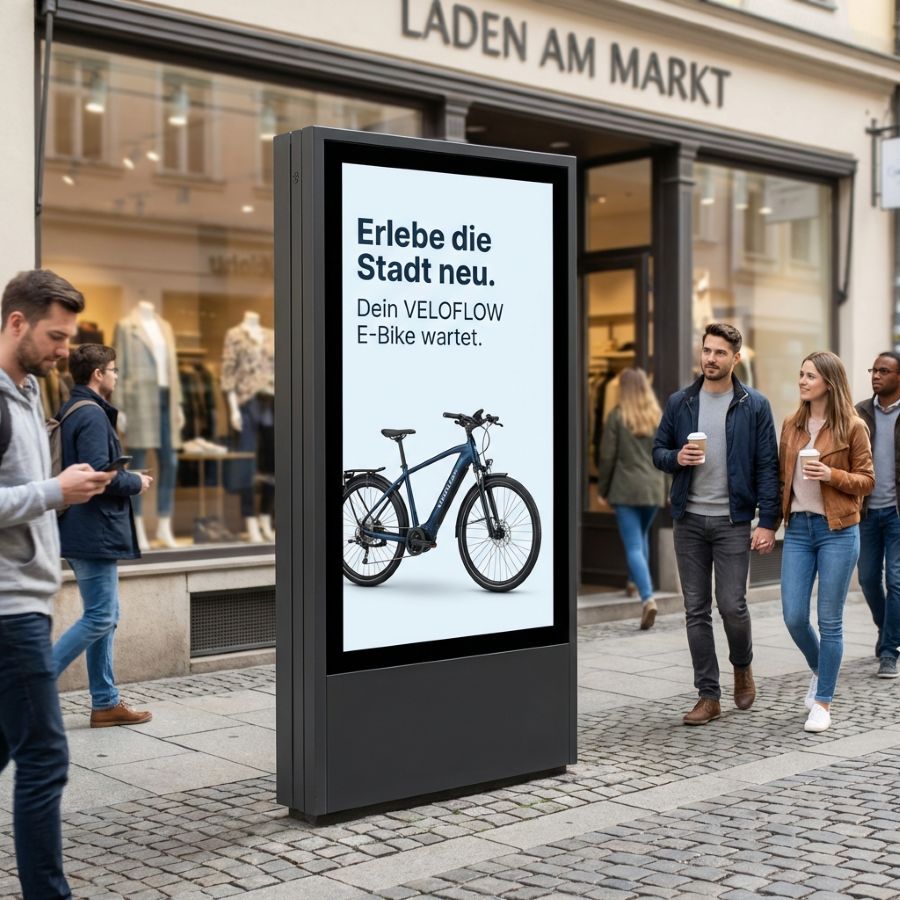Digitaler Kundenstopper in einer Einkaufszone