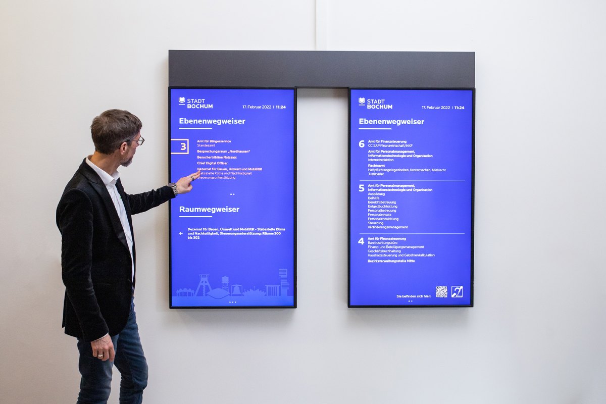 Digital Signage Content - Digitales schwarzes Brett mit zwei Personen